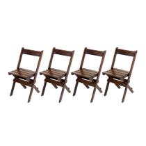 Jogo com 4 Cadeiras Dobráveis em Madeira Maciça - Imbuia Jogo com 4 Cadeiras Dobráveis em Madeira Maciça - Imbuia