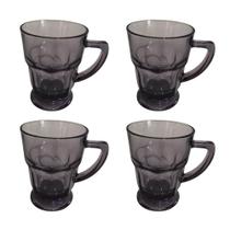 Jogo Com 4 Caneca Com Pés Vidro Temperado Pasabahce 260ml. SALDÃO