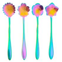 Jogo Com 4 Colheres Para Chá / Café Aço Inox Flores Rainbow Wolff