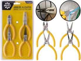 Jogo Com 4 Mini Alicates Para Manutenção Reparos Artesanato Aço Carbono 4,5 Polegadas