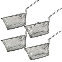 Jogo com 4 Mini Cestos de Inox com Alça para Servir Porção