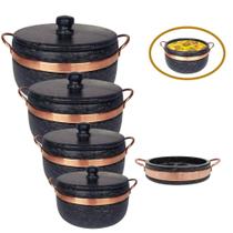 Jogo com 4 Panelas de Pedra Sabão + Frigideira 18cm Jogo com 4 Panelas de Pedra Sabão + Frigideira 18cm