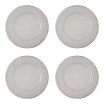 Jogo Com 4 Pratos Raso 27cm Cerâmica Cor Cinza Minimalista