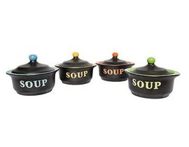 Jogo Com 4 Sopeiras Individuais Com Tampa Soup 300ml Cerâmica de Alta Temperatura SALDÃO. - UD BRASIL