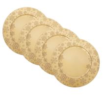 Jogo com 4 Sousplats Dourados Ø33 com Flocos de Neve 3D Uso Frequente ou Natalino.
