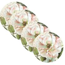 Jogo com 4 Sousplats Estampa Flor Magnolia Ø33cm