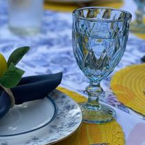 Jogo com 4 Taças Bico de Abacaxi Azul Vinho Água Suco 300ML Jogo com 4 Taças Bico de Abacaxi Azul Vinho Água Suco 300ML