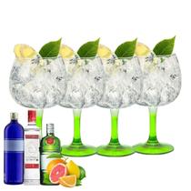 Jogo Com 4 Taças Para Gin 720ml Com Pé Verde - Royal Pul