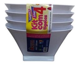 Jogo Com 4 Tigelas de Sobremesa Petiscos 500ml Branco Keita