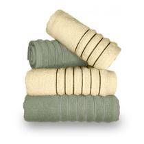 Jogo com 4 Toalhas Wave Premium 450g/m² Algodão Banhão e Rosto Verde e Bege Jogo com 4 Toalhas Wave Premium 450g/m² Algodão Banhão e Rosto Verde e Bege