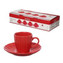Jogo com 4 xicara cafe bella vermelho 90ml - hauskraft Jogo com 4 xicara cafe bella vermelho 90ml - hauskraft