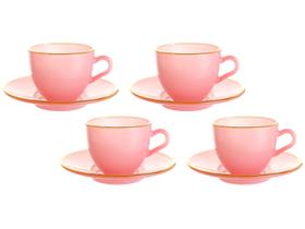 Jogo com 4 xicara cafe matte rosa 85ml - hauskraft