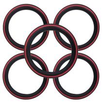 Jogo Com 5, Banda Faixa Branca Filete Vermelho Pneu Aro 15