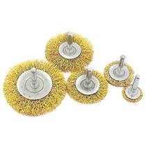 Jogo Com 5 Escovas De Aço Com Haste Fertak Jogo Com 5 Escovas De Aço Com Haste Fertak