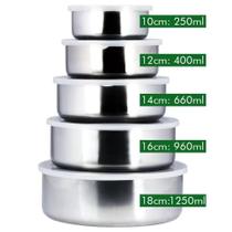 Jogo com 5 potes de Inox com tampo de Plástico - Kehome Jogo com 5 potes de Inox com tampo de Plástico - Kehome