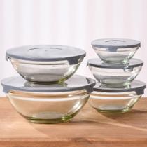 Jogo Com 5 Potes De Vidro Guarda Mantimentos