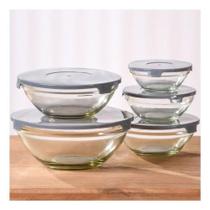 Jogo Com 5 Potes De Vidro Guarda Mantimentos Redondos - Bene Casa