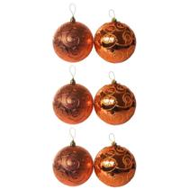 Jogo Com 6 Bolas de Natal Ø 10cm Composée Rose Gold Com Arabescos Jogo Com 6 Bolas de Natal Ø 10cm Composée Rose Gold Com Arabescos