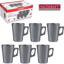 Jogo com 6 canecas barcelona 130ml cinza - hauskraft