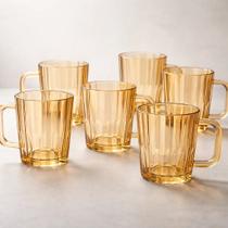 Jogo com 6 Canecas de Vidro Âmbar Zaira Gold 260ml Jogo com 6 Canecas de Vidro Âmbar Zaira Gold 260ml