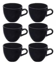 Jogo Com 6 Canecas De Vidro De Café E Chá Dubai Preta 85ml Hauskraft