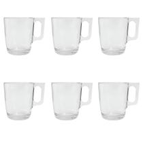 Jogo com 6 canecas de vidro transparente 160ml para chá e café