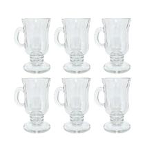Jogo Com 6 Canecas Pub Irlandês Irish Coffee Xicaras Taças Café Cappuccino Chocolate 230ml Alça Resistente
