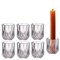 Jogo Com 6 Castiçais Porta Vela de Vidro Cristal Redondo
