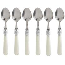 Jogo Com 6 Colheres Para Chá Café e Sobremesas 17cm Aço Inox Cabo perolado.