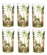 Jogo com 6 copos alto palm tree handpaint 360ml cristal
