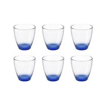 Jogo Com 6 Copos Baixos 200ml Vidro Fundo Azul Turquesa Jogo Com 6 Copos Baixos 200ml Vidro Fundo Azul Turquesa