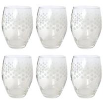 Jogo com 6 Copos Baixos 380ml Vidro Estampa Geométrica Pasabahce