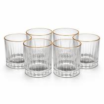 Jogo com 6 copos baixos c/ borda dourada 355ml
