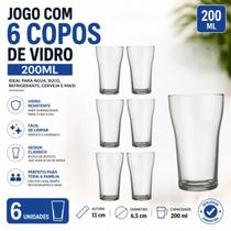 Jogo com 6 Copos de Vidro 200 ml Copo Boteco, Clássico, Versátil e Resistente Jogo com 6 Copos de Vidro 200 ml Copo Boteco, Clássico, Versátil e Resistente