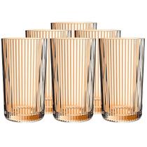 Jogo com 6 Copos de Vidro Graffiato Âmbar para Suco ou Água 420ml Jogo com 6 Copos de Vidro Graffiato Âmbar para Suco ou Água 420ml