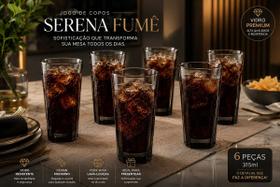 Jogo com 6 Copos de Vidro Serena Fumê 315ml Vista Home