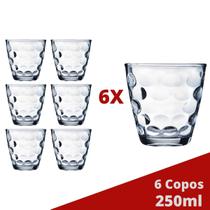 Jogo com 6 Copos de Vidro Transparente Bangkok 250ML Água