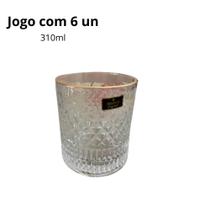 Jogo com 6 Copos de Whisky 310ml Esplanada Borda Dourada Fracalanza