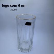 Jogo com 6 Copos de Whisky 350ml Soho Borda Dourada Fracalanza