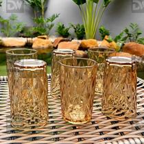Jogo com 6 Copos Diamond de Vidro Âmbar De Agua ou Suco 350ml Jogo com 6 Copos Diamond de Vidro Âmbar De Agua ou Suco 350ml