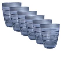 Jogo com 6 Copos Listrado Zig Zag 300ml Para Sucos Origem Itália.