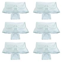 Jogo Com 6 Fruteiras Pratos Quadrados Com Pé 22x22x12cm Vidro - Super Oferta