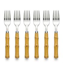Jogo com 6 Garfos de Mesa Aço Inox Cabo Plástico Bambu Natural 18,5cm Jogo com 6 Garfos de Mesa Aço Inox Cabo Plástico Bambu Natural 18,5cm