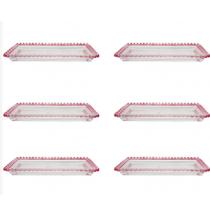 Jogo com 6 Mini Travessas Cristal Coração 10,5x1,5cm Rosa. Jogo com 6 Mini Travessas Cristal Coração 10,5x1,5cm Rosa.
