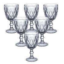 Jogo Com 6 Peças Taças Diamond Design Decorativo Vidro Sofisticado 300ml
