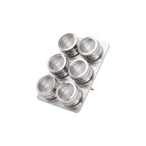 Jogo com 6 Porta Condimentos em Inox com Suporte Retangular 23.5 cm - Mimo Style - AI1401 Jogo com 6 Porta Condimentos em Inox com Suporte Retangular 23.5 cm - Mimo Style - AI1401