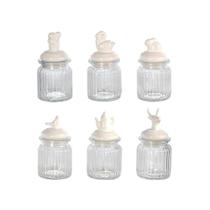 Jogo com 6 Potes de Vidro 250ml com Tampas Herméticas Sortidas Dynasty