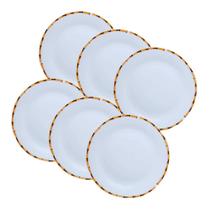 Jogo com 6 Pratos para Sobremesa Porcelana Mod. Bambu Ø18cm - Lyor