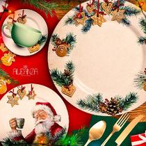 JOGO COM 6 PRATOS SOBREMESA NATAL GINGERBREAD 1ªLINHA