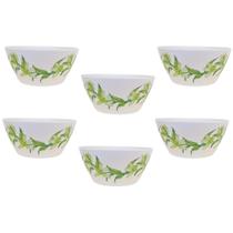 Jogo com 6 Saladeiras Fibra de Bambu e PP Estampa Flores (Material Sintético)
